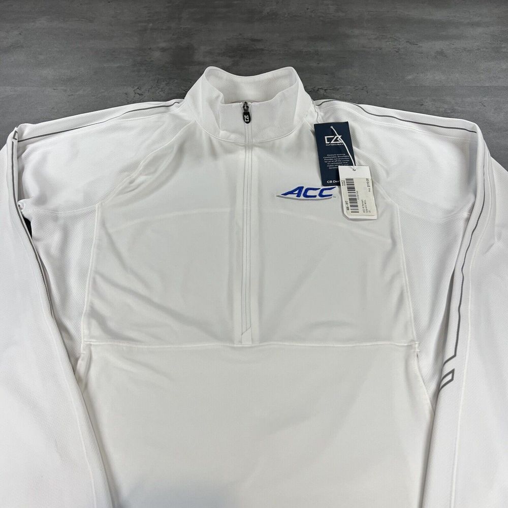 Cutter & Buck‎ Jacket Women L White ACC NCAA 1/4 Zip Running Golf DryTec 50 UPF+